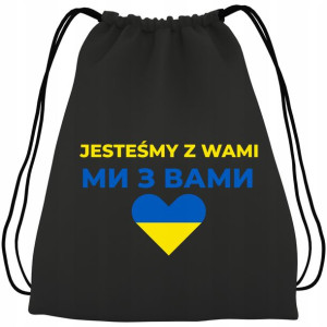 Plecak WOREK Bawełna CZARNY WOLNA UKRAINA STOP WAR