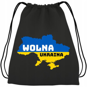 Plecak WOREK Bawełna CZARNY WOLNA UKRAINA STOP WAR