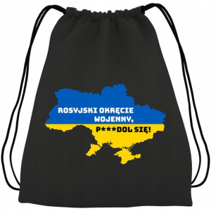 Plecak WOREK Bawełna CZARNY WOLNA UKRAINA STOP WAR