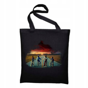 TORBA Shopper Czarna ECO STRANGER THINGS Wzory