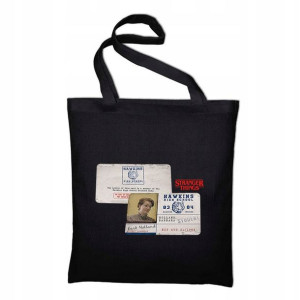 TORBA Shopper Czarna ECO STRANGER THINGS Wzory