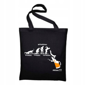 Zabawna TORBA Shopper Czarna na zakupy FRIDAY BEER