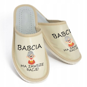 KAPCIE Pantofle SKÓRZANE Prezent DZIEŃ BABCI - 38