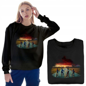 BLUZA Damska CZARNA STRANGER THINGS MiX Wzory - S