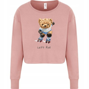 Modna BLUZA Damska CROP TOP Różowa M TEDDY Bear