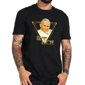 KOSZULKA L Czarna Męska wzór Prezent PAPIEŻ 01