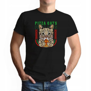 Koszulka MĘSKA 3XL Czarna Prezent CRAZY CAT 02