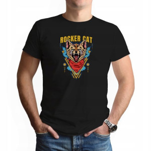Koszulka MĘSKA 3XL Czarna Prezent CRAZY CAT 03