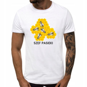 KOSZULKA Męska Biała L Prezent dla Pszczelarza 01