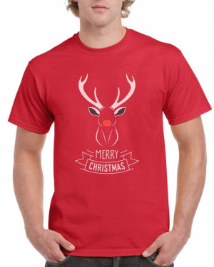 Koszulka Męska Czerwona Merry Christmas 01 - Xl