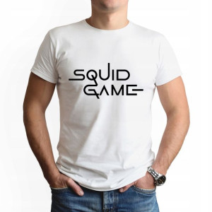 Koszulka Męska L BIAŁA SQUID GAME LOGO MIX Wzory