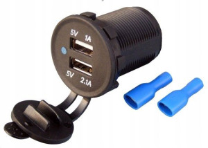 Ładowarka samochodowa do montażu 2X USB 12V i 24V