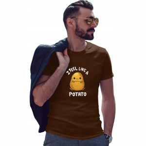 Koszulka T-SHIRT L Męski Czekoladowy POTATO 01