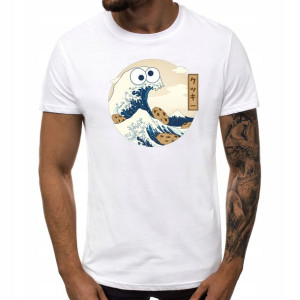 Koszulka T-shirt M BIAŁY Męska wzór WAVE Fala 02