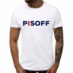 KOSZULKA T-shirt Męski Biał XXL ANTY PIS PISOFF 01