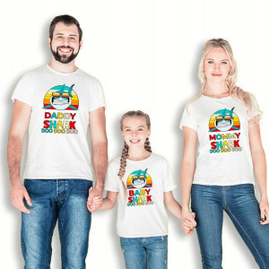 ZESTAW 3x koszulek MAMA TATA SYN/CÓRKA BABY SHARK
