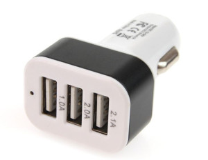 Ładowarka samochodowa 3xUSB biała 12/24V 5.1A