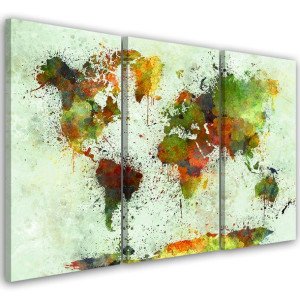 OBRAZ TRYPTYK Abstrakcja Mapa Świata 120x60