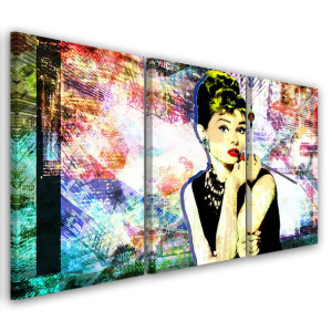 OBRAZ TRYPTYK Audrey Hepburn Kolorowy 90x60