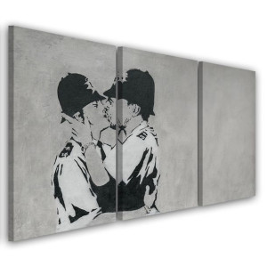 OBRAZ TRYPTYK Banksy Kissing Coppers 120x80
