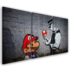 OBRAZ TRYPTYK Banksy Mario Graffiti 90x60