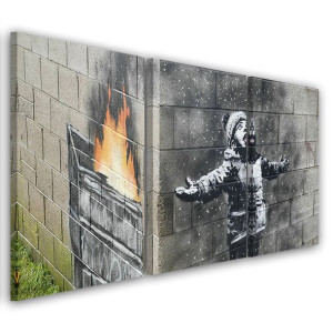 OBRAZ TRYPTYK Banksy Smog Chłopiec Street 90x60