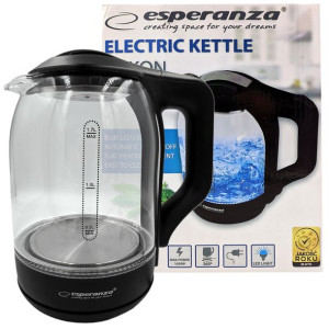 Czajnik Elektryczny Led 1500w Szklany 1,7l Czarny
