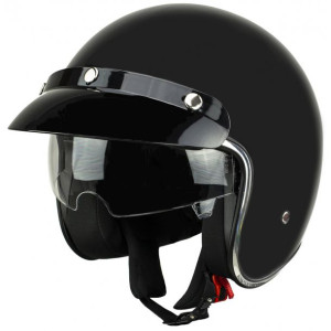 Kask motocyklowy otwarty z daszkiem BB 588 -przeźroczysta blenda S czarny