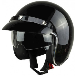 Kask motocyklowy otwarty z daszkiem BB 588 -przyciem blenda XLczarny połysk