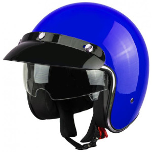 Kask motocyklowy otwarty z daszkiem BB 588 -przyciemniona blenda M niebiesk