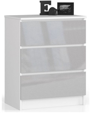 Komoda K 60 Cm 3 Szuflady Akryl Metalik Wysoki Połysk