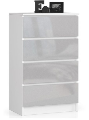 Komoda K 60 Cm 4 Szuflady Akryl Metalik Wysoki Połysk