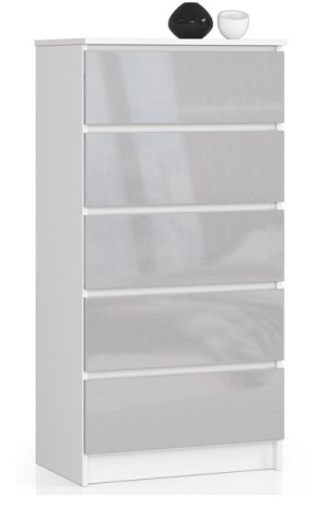 Komoda K 60 Cm 5 Szuflad Akryl Metalik Wysoki Połysk