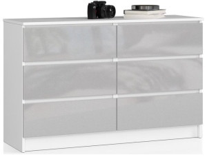 Komoda K 120 Cm 6 Szuflad Akryl Metalik Wysoki Połysk