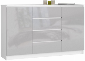 Komoda K 160 Cm 2 Drzwi 4 Szuflady Metalik Wysoki Połysk