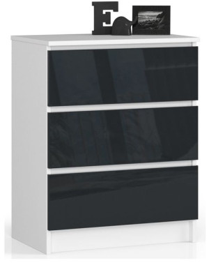Komoda K 60 Cm 3 Szuflady Akryl Grafit Wysoki Połysk