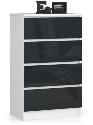 Komoda K 60 Cm 4 Szuflady Akryl Grafit Wysoki Połysk