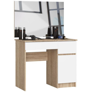 Toaletka Kosmetyczna Z Lustrem P-2/sl 900x600 Prawa Dąb Sonoma / Biała