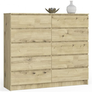 Komoda do salonu K 140 cm 10 szuflad - dąb artisan