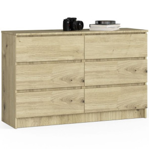 Komoda do salonu K 120 cm 6 szuflad - dąb artisan