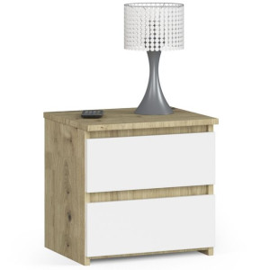 Szafka nocna CL2 40 cm 2 szuflady - dąb artisan-biała