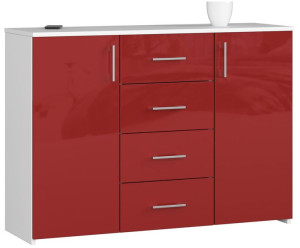 Komoda K 45 110 Cm Biała / Czerwony Połysk