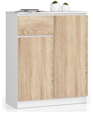 Komoda K 80 Cm 2 Drzwi 1 Szuflada Biała / Sonoma
