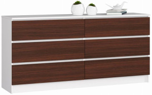 Komoda K 160 Cm 6 Szuflad Biała / Wenge