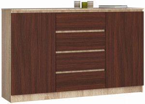 Komoda K 160 Cm 2 Drzwi 4 Szuflady Sonoma / Wenge