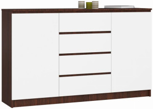 Komoda K 160 Cm 2 Drzwi 4 Szuflady Wenge / Biała
