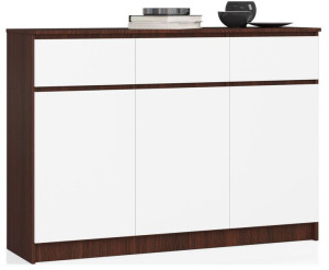 Komoda K 140 Cm 3 Drzwi 3 Szuflady Wenge / Białe