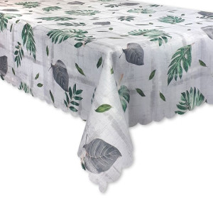 Obrus PLAMOODPORNY Monstera 140x220 liście kwiaty
