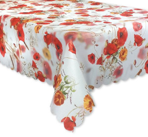 Obrus PLAMOODPORNY Maki 140x220 liście kwiaty