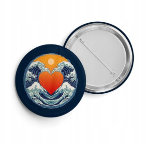 PRZYPINKA BUTTON PIN 38mm nadruk wzór WAVE FALA 02